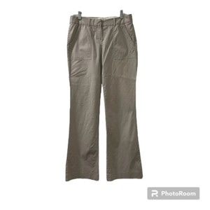 Theory Womens Khaki Mid Rise Cotton Blend Wide Leg Stretch Pants Size 8